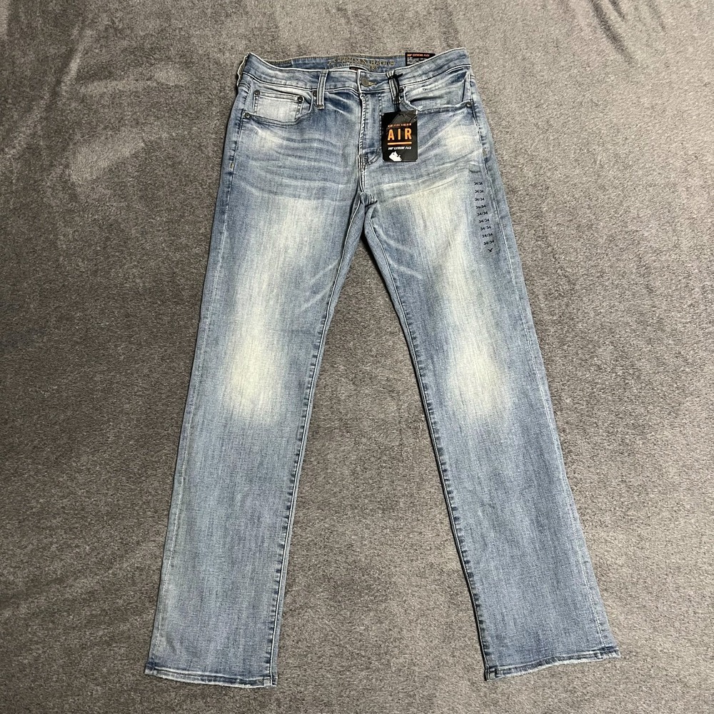 NWT American Eagle Men's Jeans 34x34 Straight 360 Extreme Flex Fade Light Wash